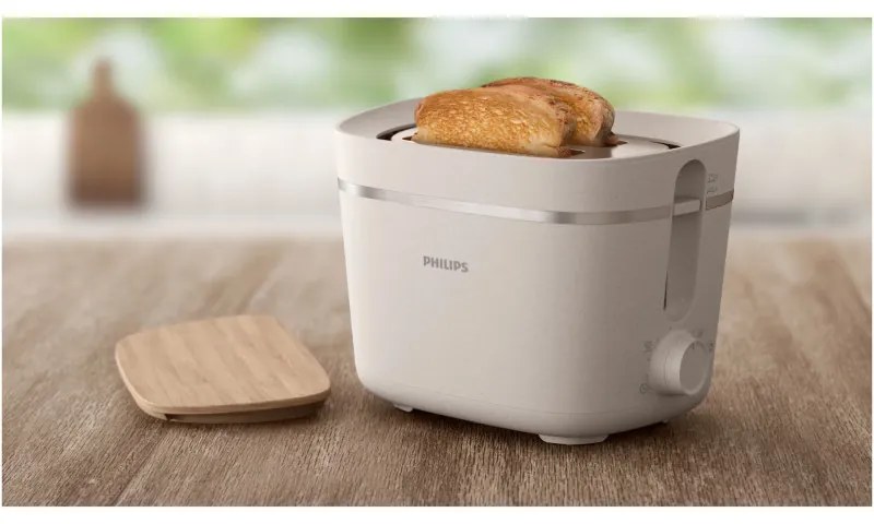 Toaster Philips HD2640/10 Conscious collection, 830 W, Pentru 2 felii, 8 niveluri de coacere, Tavă de firimituri, Dezghețare, Reîncălzire, Alb mat