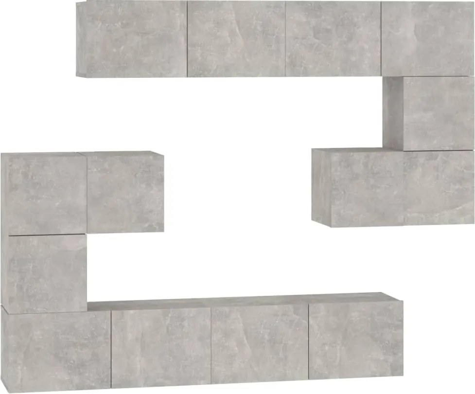 vidaXL Dulap TV montat pe perete, gri beton, lemn prelucrat