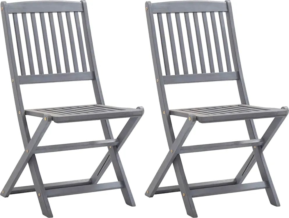 vidaXL Scaune de exterior pliabile, 2 buc., lemn masiv de acacia