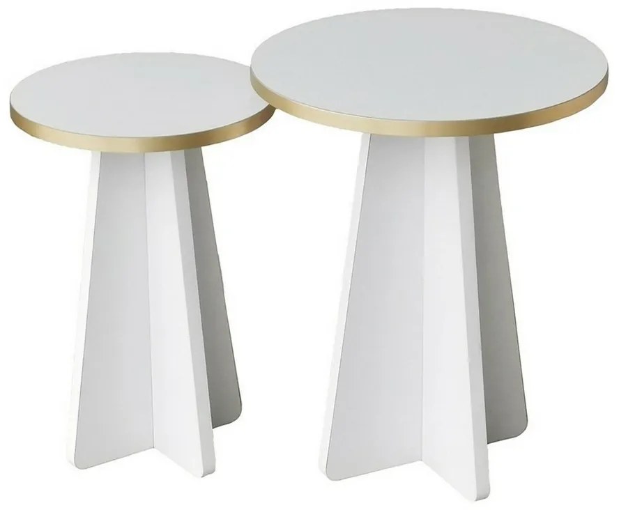 Set de măsuțe de cafea Mushroom Gold andWhite, 2 buc.