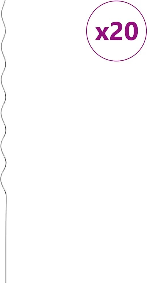 vidaXL Spirale pentru suport plante, 20 buc., 170 cm, oțel galvanizat