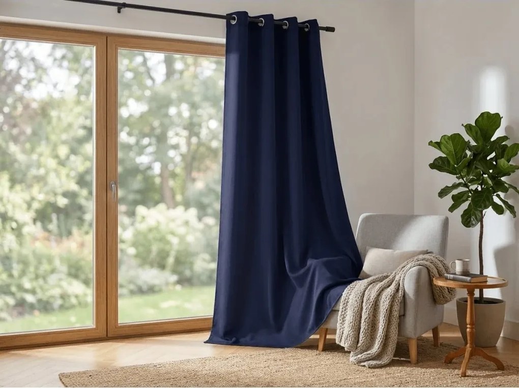 Perdea OXFORD LIGHT 140x270 cm, albastru inchis Agatat: Rejansa