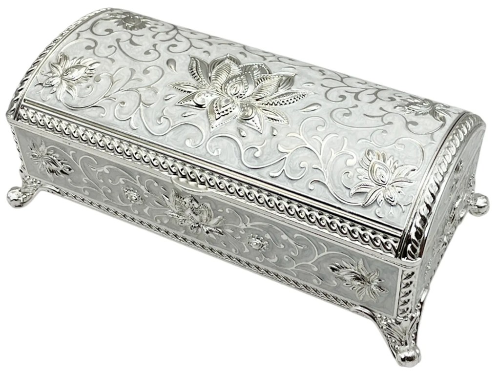 Caseta bijuterii argintata ROYAL, 18x8x6cm