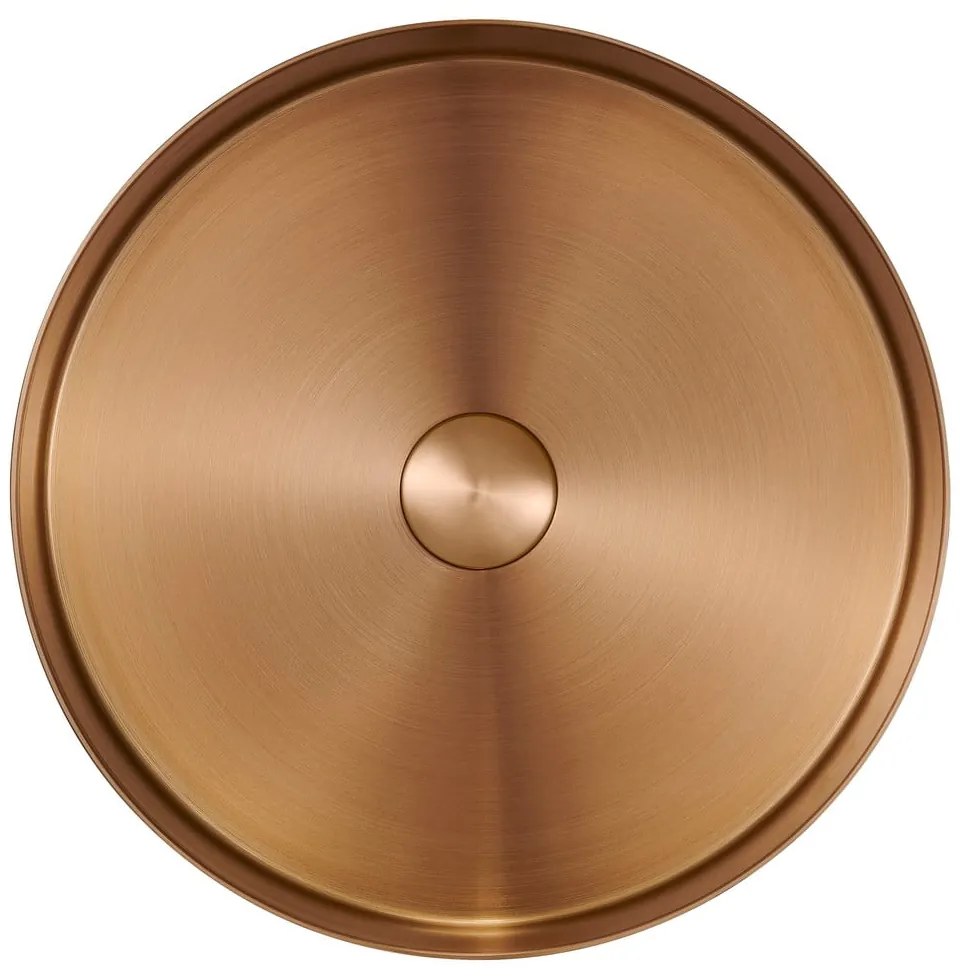Chiuvetă arămie rotundă din oțel inoxidabil ø 38 cm Aurum – Sapho