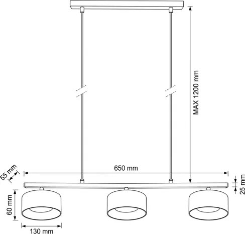 Brilagi - Lustră suspendată pe cablu AURA LUX 3xGX53/30W/230V, negru/fumuriu