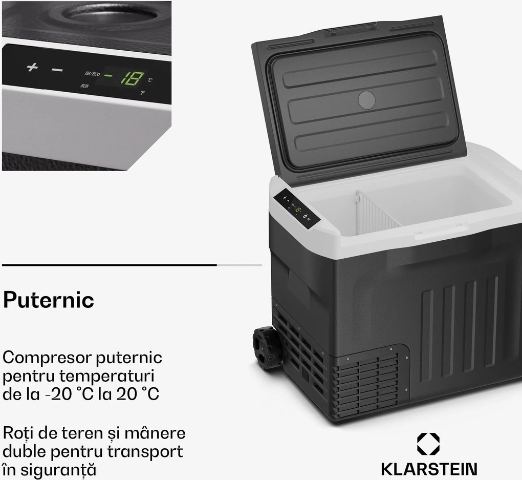 Klarstein Răcitor cu compresor PolarForce 30L| Panou LCD, iluminat, off-road, protecție baterie, 12V/230V