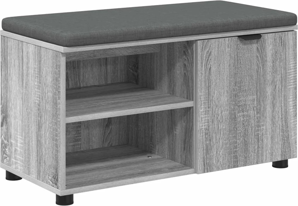 vidaXL Bancă pentru hol cu pernă cu raft Sonoma gri 80 x 38 x 46 cm