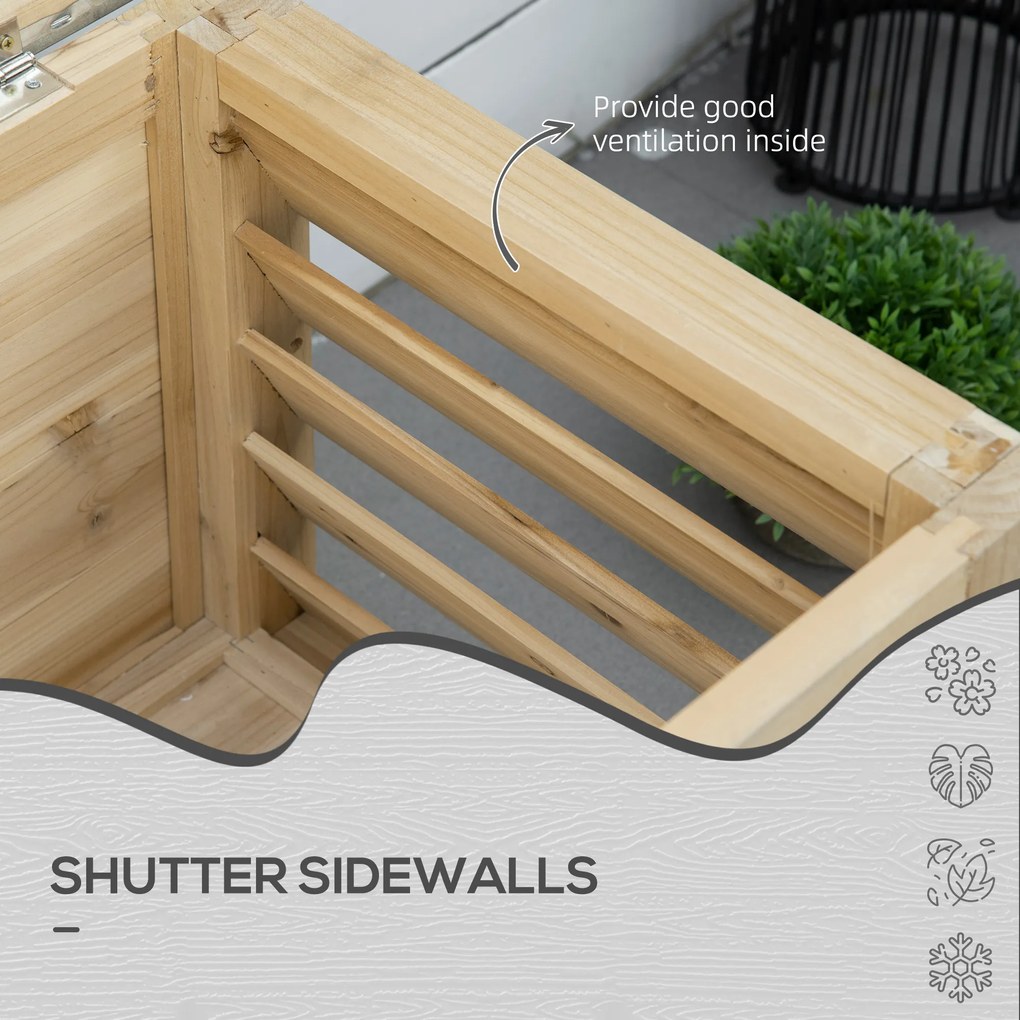 Outsunny Ladă de Depozitare Exterior din Lemn cu Capac Metalic Galvanizat și Design cu Șipci 110x50x50 cm Lemn Natural | Aosom Romania