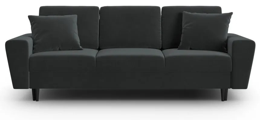 Canapea gri închis extensibilă, cu spațiu de depozitare cu tapițerie din catifea 235 cm Kyoto – Cosmopolitan Design