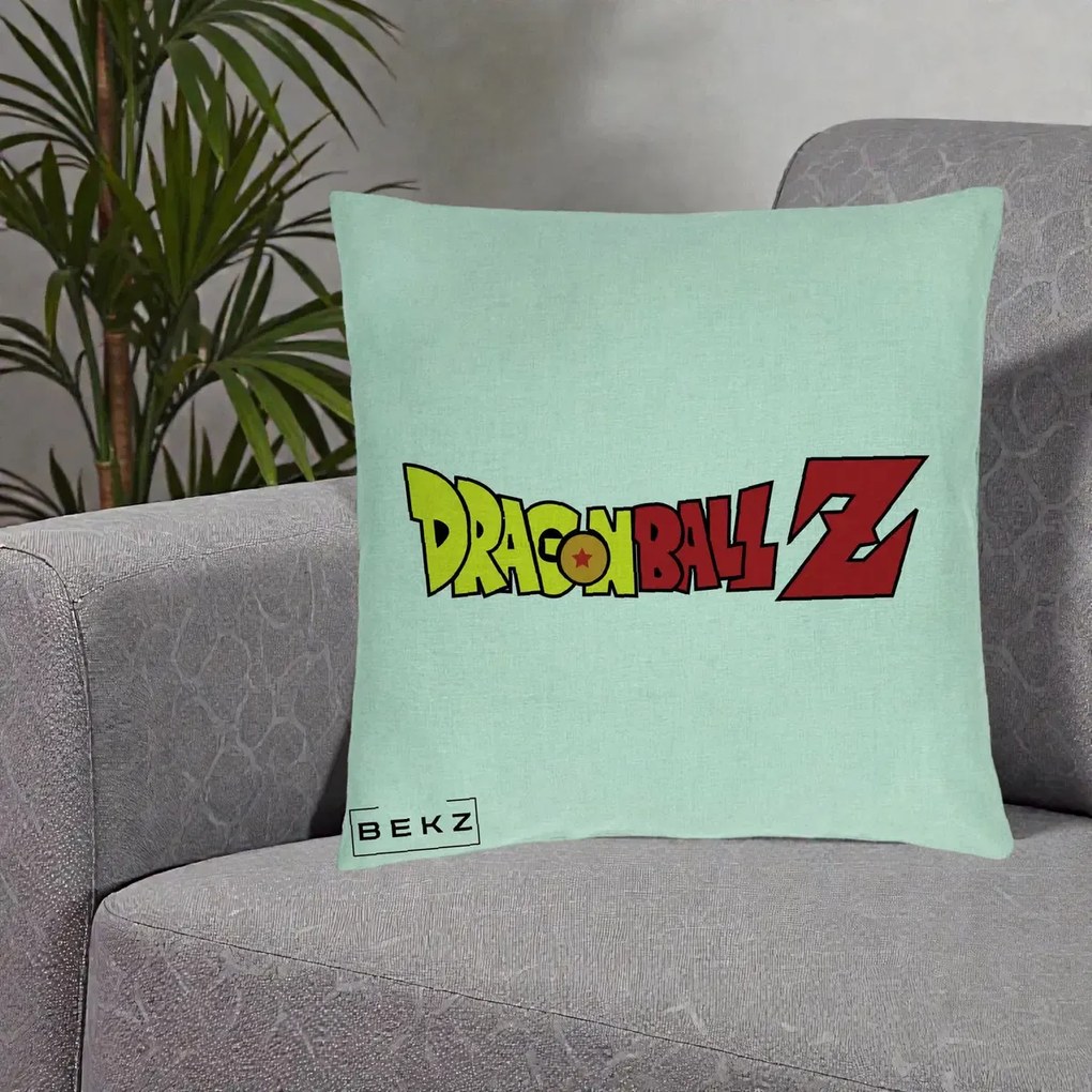 Perna Personalizata Dragon Ball Z Clasic, 40x40 cm, Verde Menta, Husa Detasabila, Perna Inclusa, BEKZ®