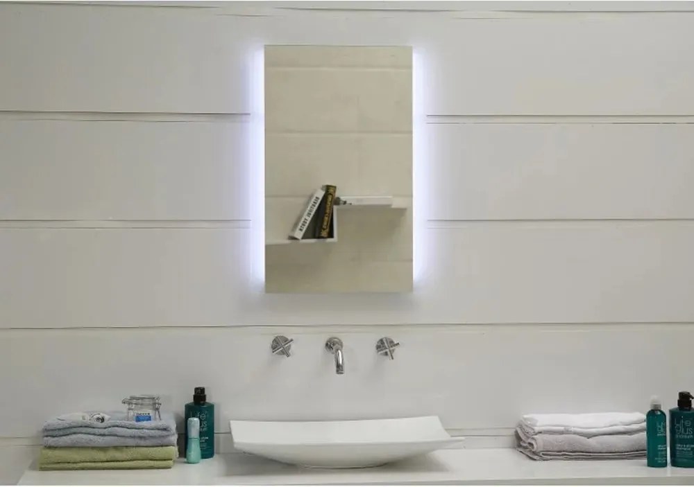 Oglinda cu iluminare LED si dezaburire Inter Ceramic forma dreptunghiulara 50x70 cm crom lucios