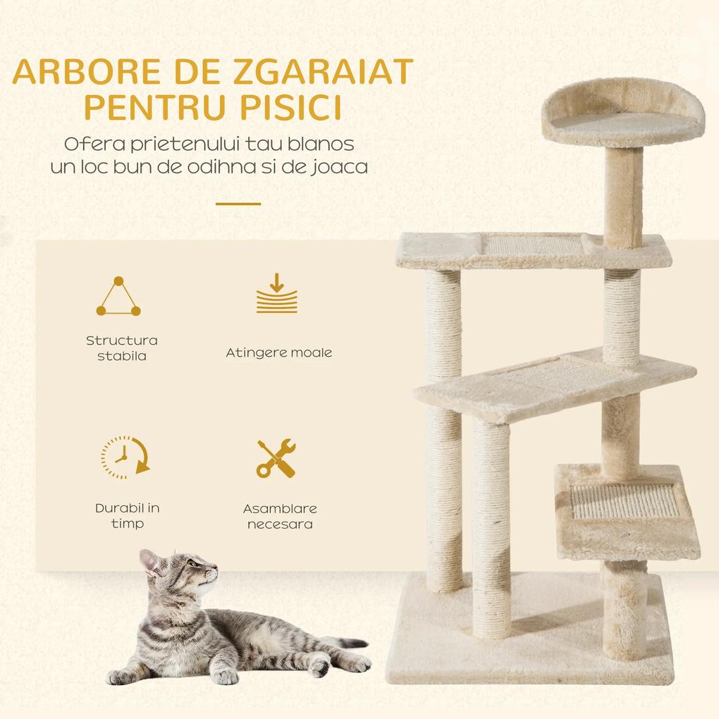 PawHut Ansamblu de Joacă Multinivel pentru Pisici cu Stâlp Zgâriat Sisal 50x50x100cm | Aosom Romania