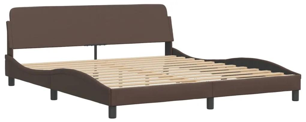 373240 vidaXL Cadru de pat cu tăblie, maro, 180x200 cm, piele ecologică