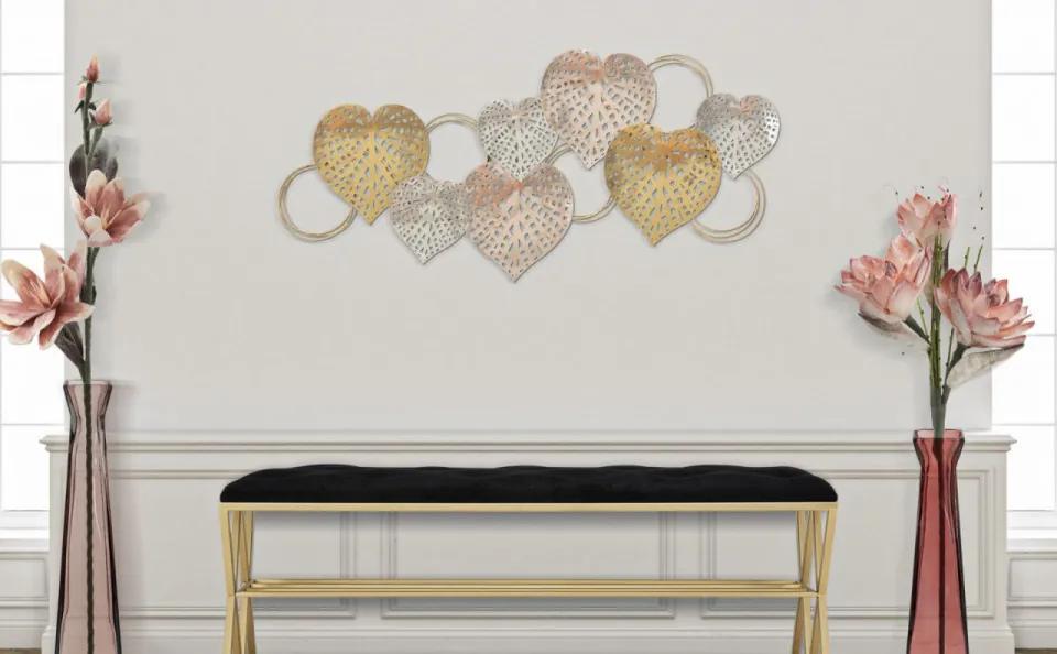 Panou decorativ multicolor din metal, 91x2,5x39,5 cm, Hearts Mauro Ferretti