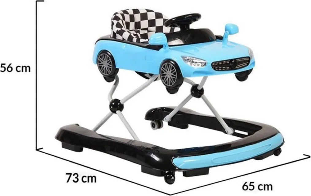 Premergator Reglabil in 3 Trepte NOVOKIDS™ Super Cabrio Car, 3 in 1, Transformabil in Antemergator si Masinuta copii, Pliabil, Cu Melodii si lumini,
