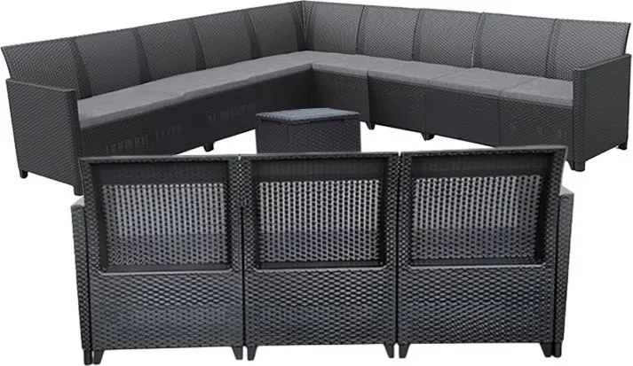 Set de mobilier de grădină Claire IV cu 12 locuri și masă de depozitare Vigo, grafit