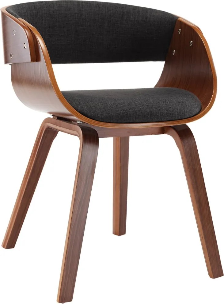 vidaXL Scaun de bucătărie, gri, lemn curbat și material textil