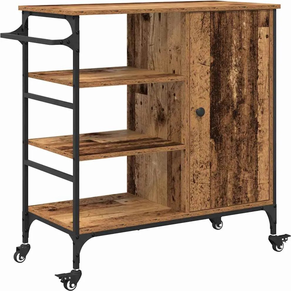 vidaXL Troler de Bucătărie Lemn vechi 87.5 x 39 x 84.5 cm