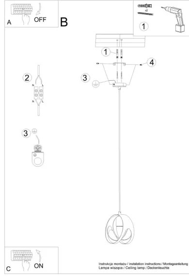 Lustră pe cablu TULOS 1xE27/60W/230V neagră Sollux SL.1087