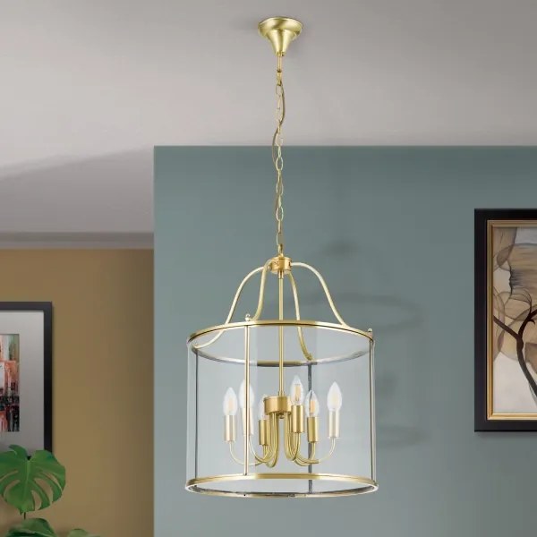 Orion - Candelabru BRUNO cu lanț, 6xE14/40W/230V, diam. 43 cm, auriu