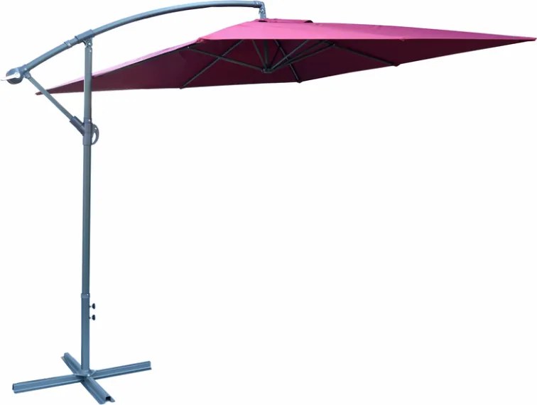 Umbrela pătrată din metal - visiniu 270 x 270 cm