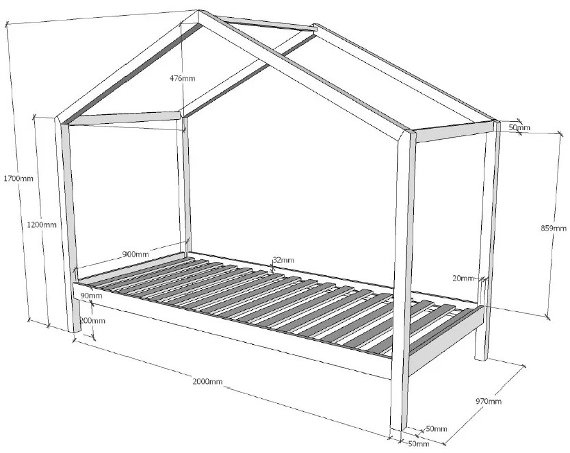 Set DALLAS culoare lemn natural este format dintr-un Pat copii Vipack fără gard (90 x 200 cm) și un sertar.