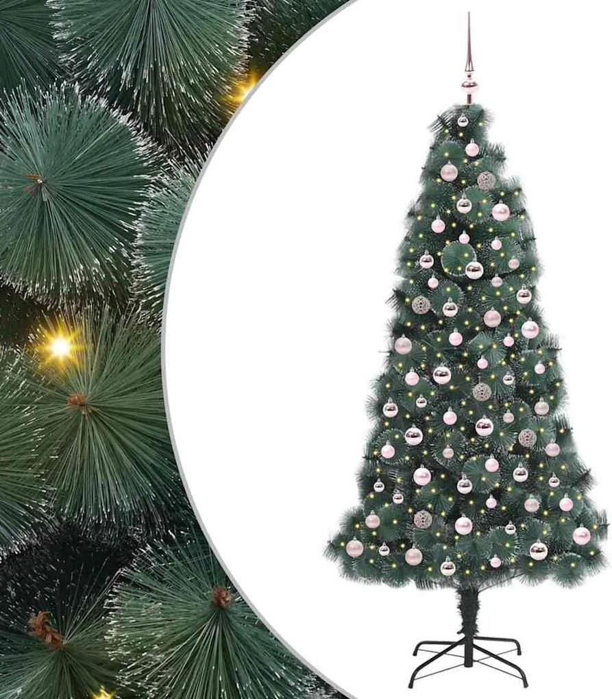 vidaXL Pom de Crăciun artificial cu lumini și set de mingi 210 cm PET