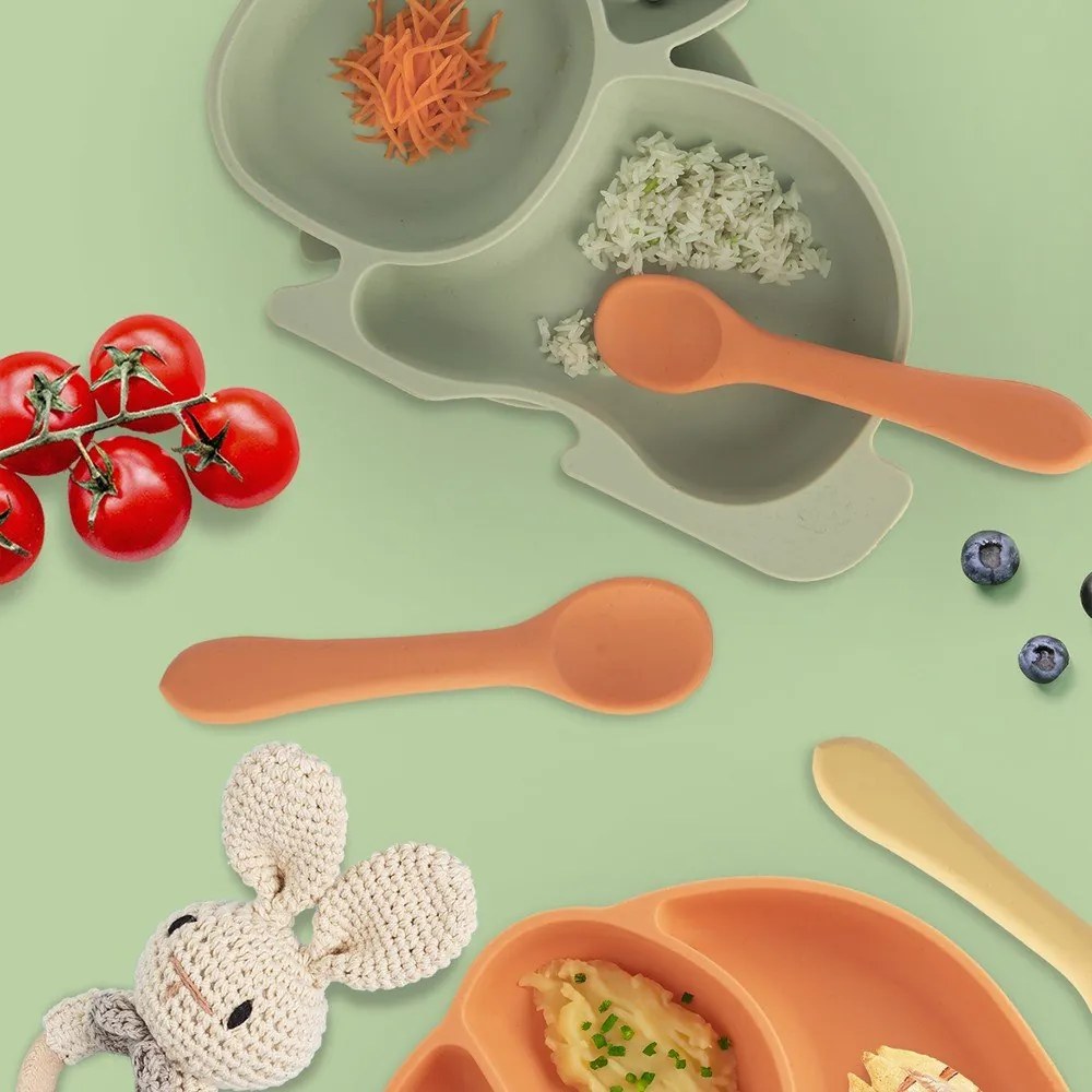 Lingură pentru copii portocalie din silicon – Orion