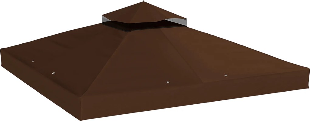 Outsunny Acoperiș de Schimb pentru Foișor 3x3 m cu 2 Niveluri pentru Grădină, Copertină Rezistentă la Apă din Țesătură Oxford 370g/㎡ Anti-UV 30+ cu Orificii de Drenaj, Cafeniu | Aosom Romania