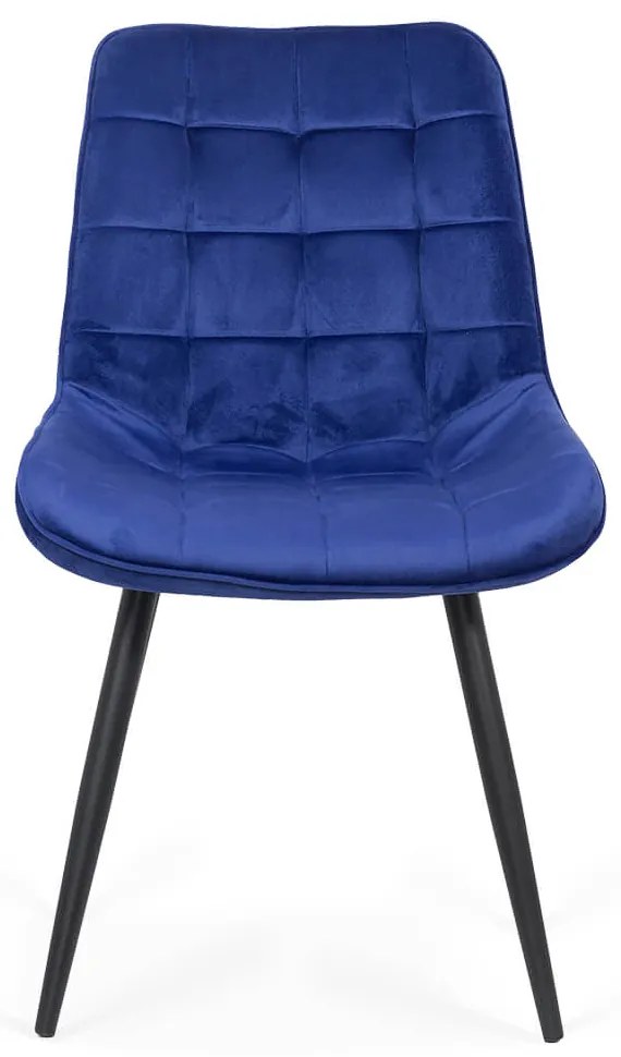 Scaun living modern din catifea cu cadru metalic BUC 206 bleumarin