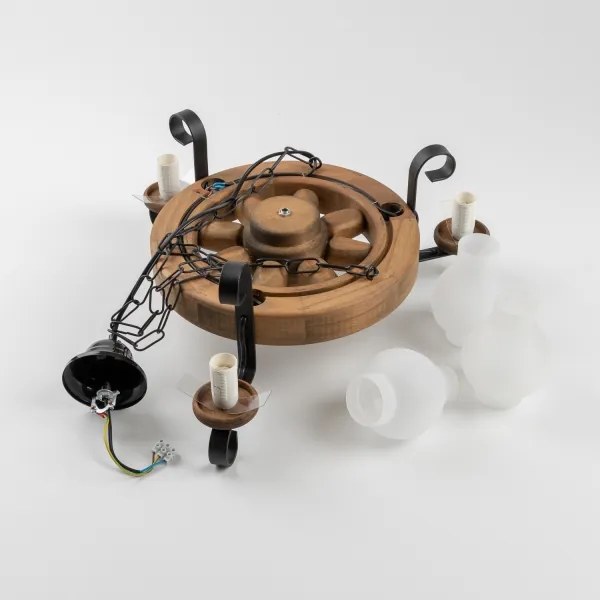 Lustră pe lanț Brilagi ROATA 3xE14/40W/230V fag