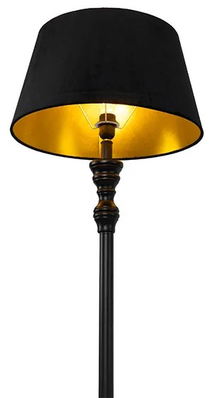 Lampă de podea cu abajur de 45 cm negru cu interior auriu - Classico
