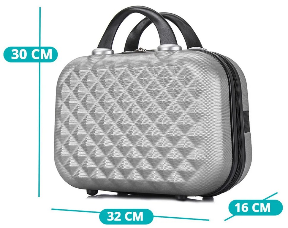 Set valiza de calatorie cu geanta cosmetica-gri