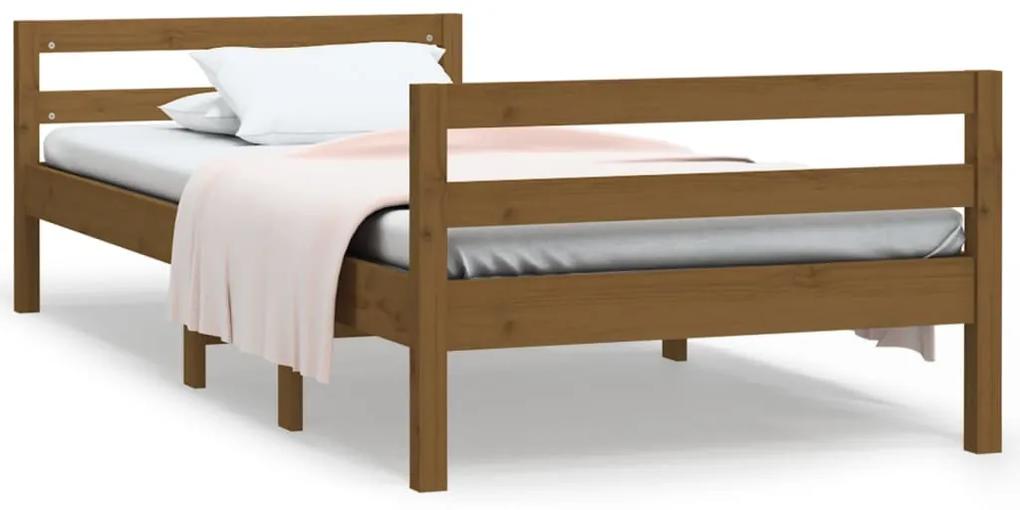 821637 vidaXL Cadru de pat, maro miere, 90x190 cm, lemn masiv de pin