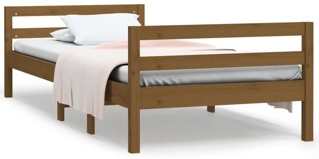 821637 vidaXL Cadru de pat, maro miere, 90x190 cm, lemn masiv de pin