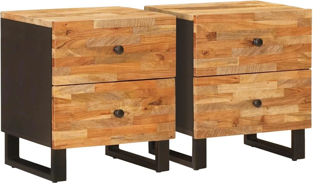 vidaXL Dulap de noapte 2 pcs Maro 40 x 33 x 46 cm Lemn de mango solid