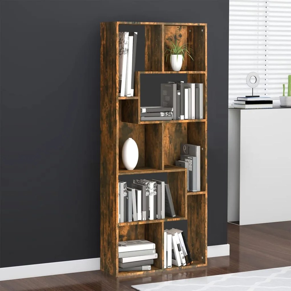 vidaXL Bibliotecă, stejar fumuriu, 67x24x161 cm, lemn prelucrat