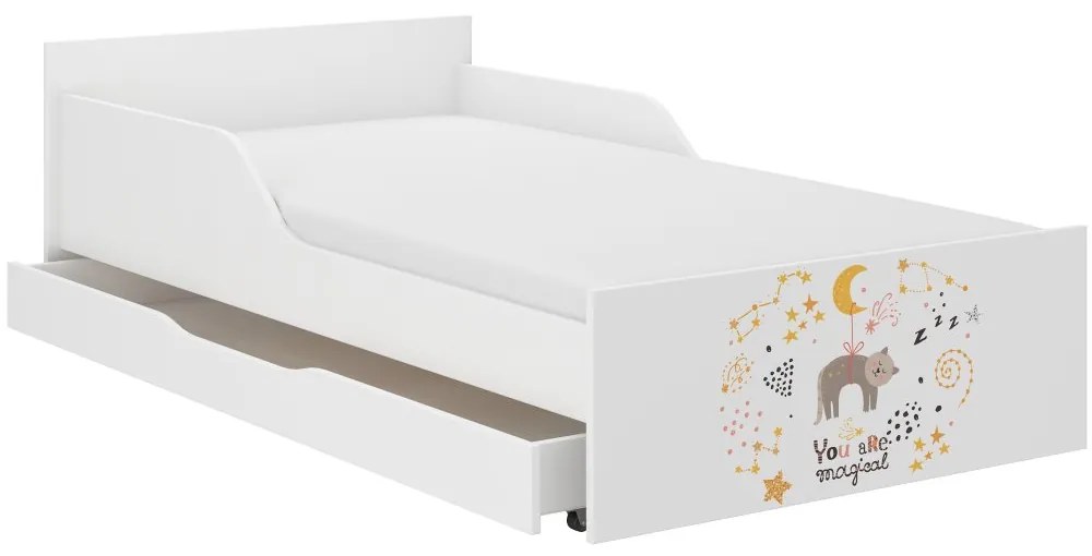 Pătuţ de calitate cu pisica şi steluţe 180 x 90 cm