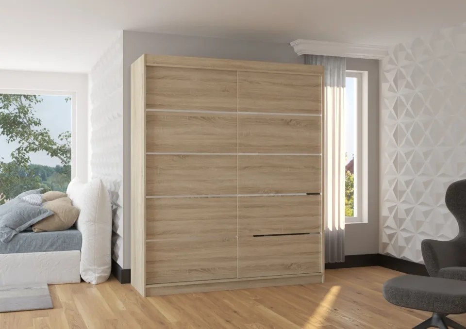 Dulap cu usi glisante 180x215 cm, Spectra, ADRK Furniture (Culoare: Ciocolata)