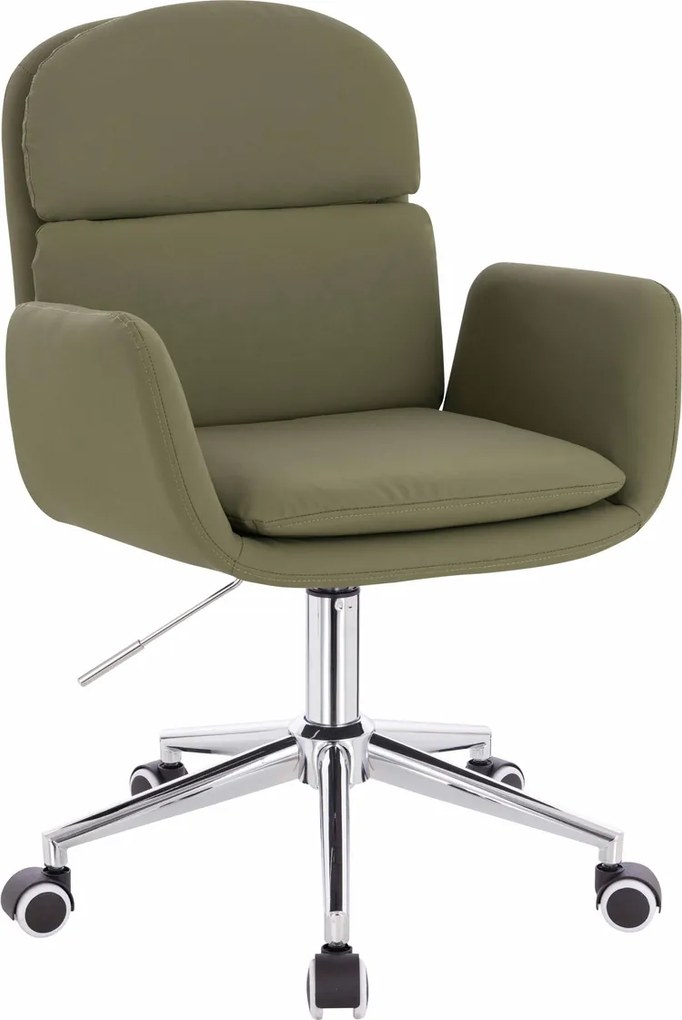 HR480K Scaun Khaki Piele Ecologica Premium Soft cu Bază Cromata