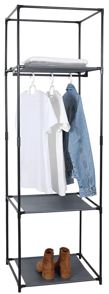 Dulap, metal / tesatura, negru, ALBUS