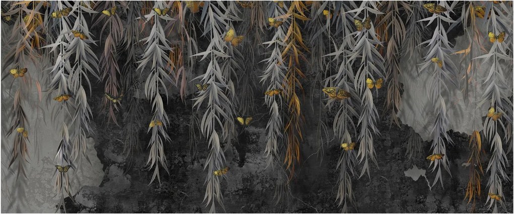 Tablou - Crenguțe de salcie, fundal negru (120x50 cm)