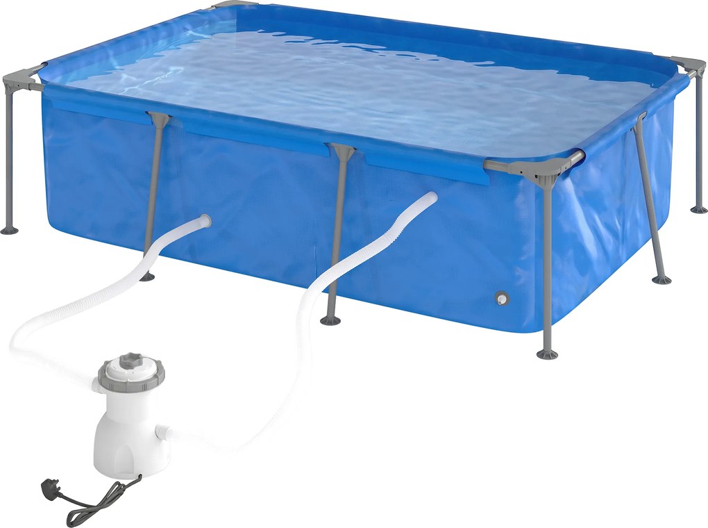 Outsunny Piscină dreptunghiulară cu structură metalică și pompă de filtrare, 260 x 181 x 67 cm, Albastru | Aosom Romania
