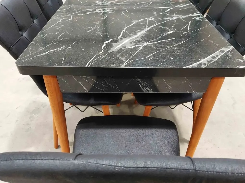 Scaun living tapitat negru-nuc Beluga Homs