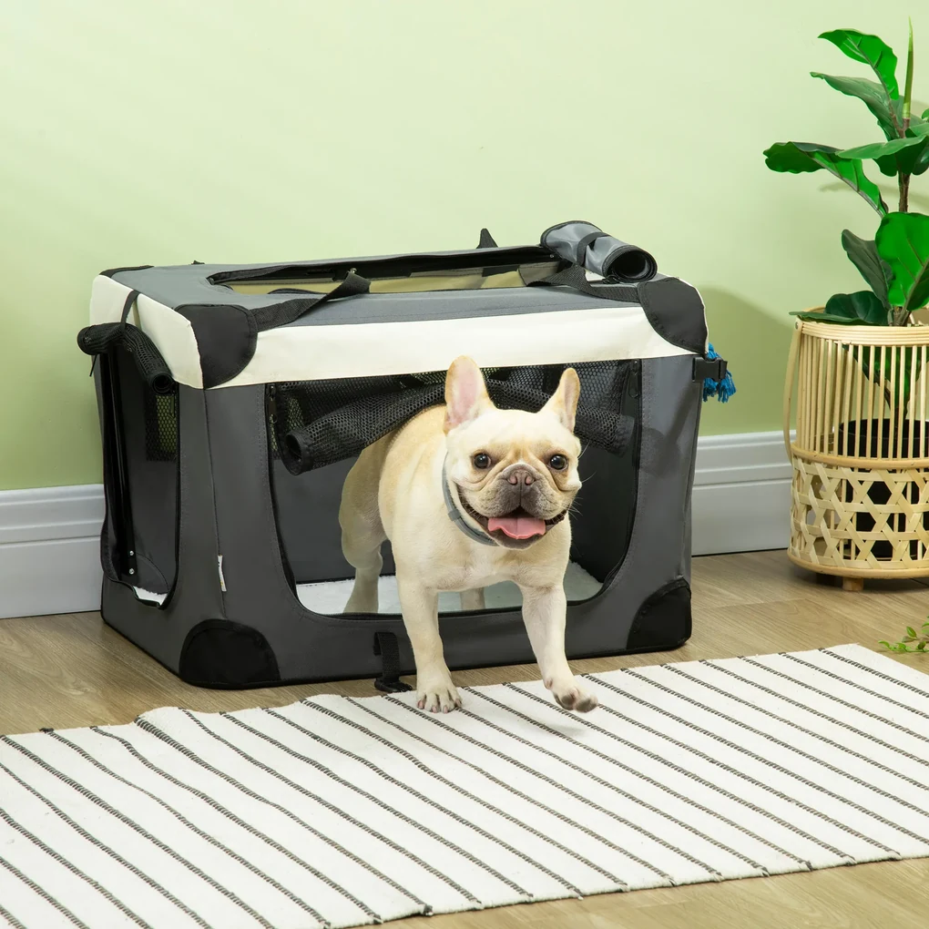 Transportor pliabil pentru animale de companie PawHut, 60cm, gri | AOSOM RO