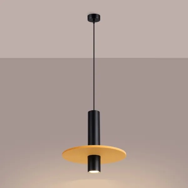 Sollux SL.1883 - Pendul cu cablu PELTA 1xGU10/10W/230V negru/galben