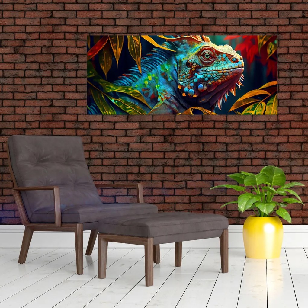 Tablou - Iguana colorată (120x50 cm)