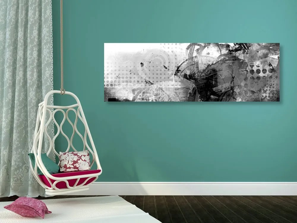 Tablou pictură grafică în design alb-negru