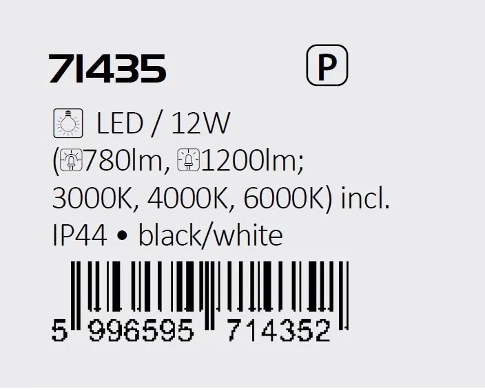 Plafoniera pentru baie, Protectie IP44 Alenzo D-25,5cm negru,alb