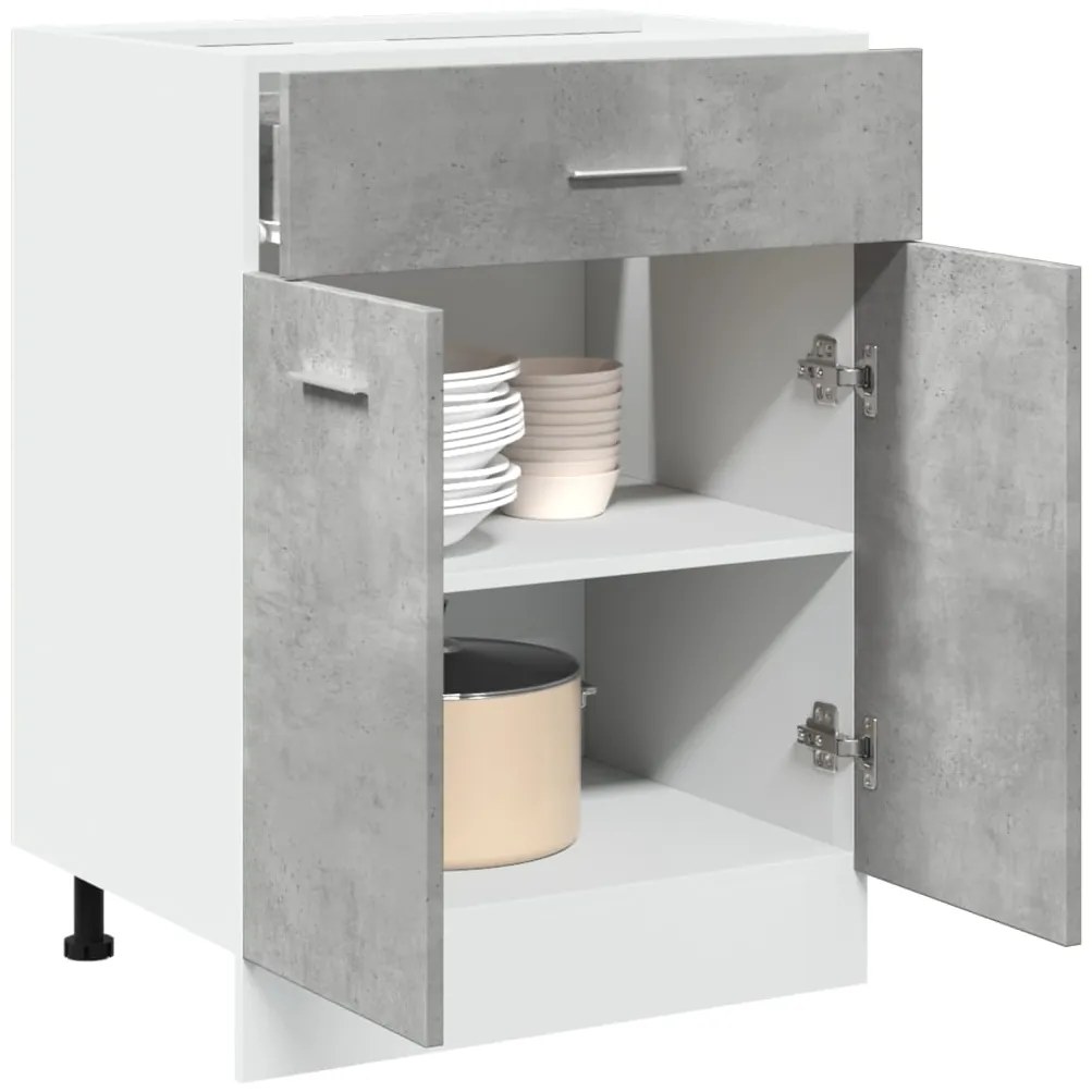 vidaXL Dulap inferior cu sertar “Lyon”, gri beton, 60 x 46 x 81,5 cm